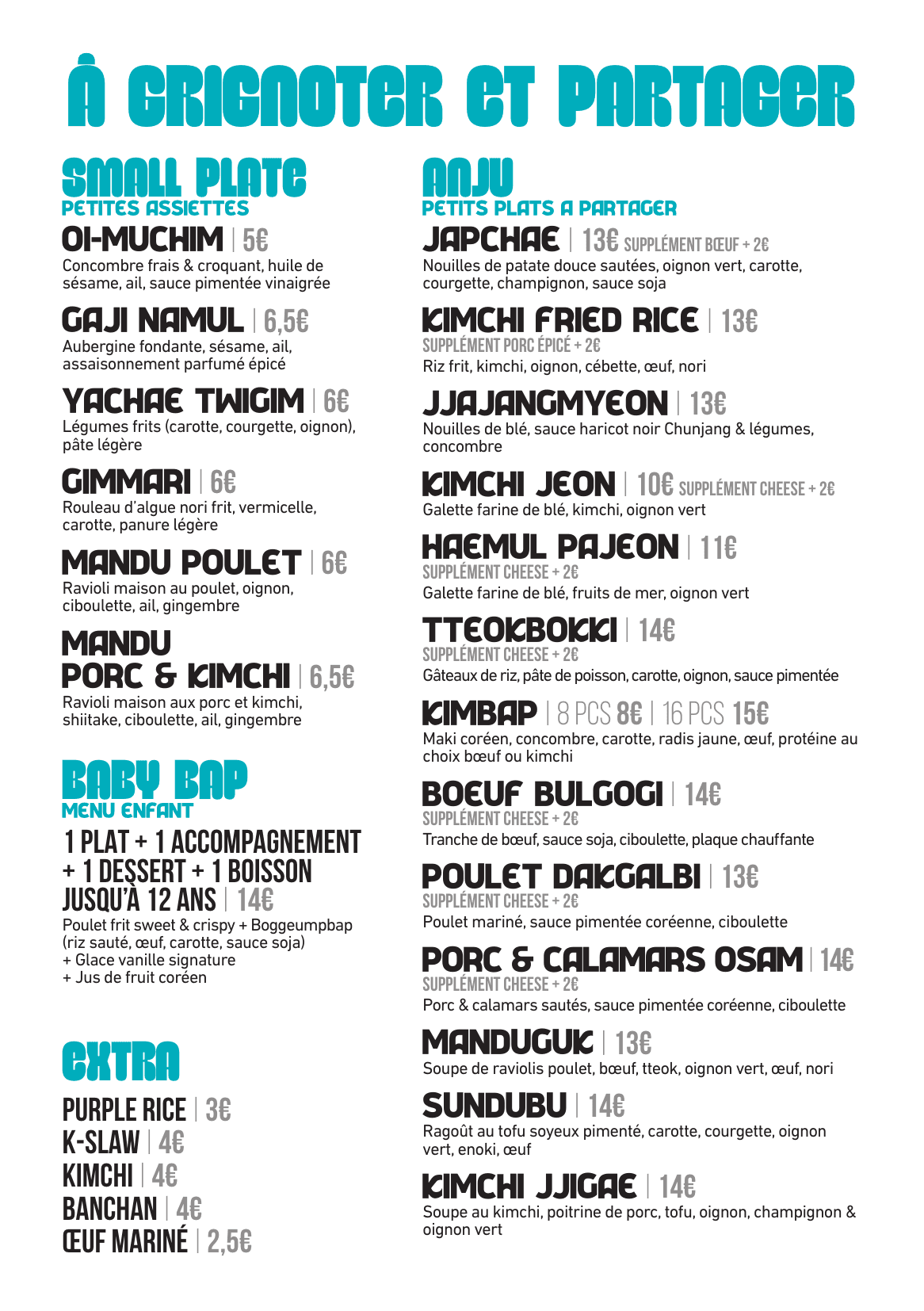 Carte du Soir - page 1